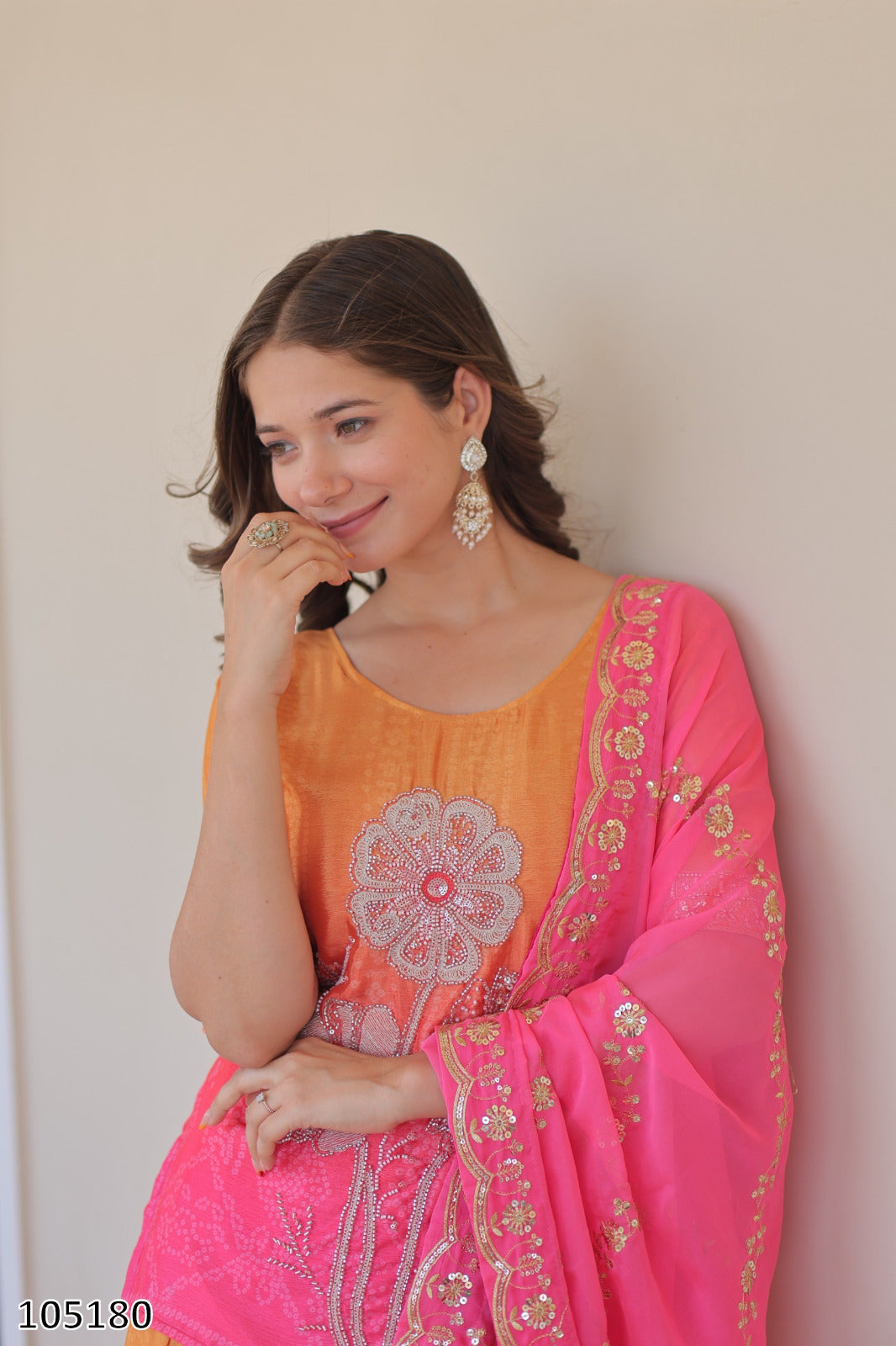 Premium Designer Chinnon Sharara Suit with Dupatta