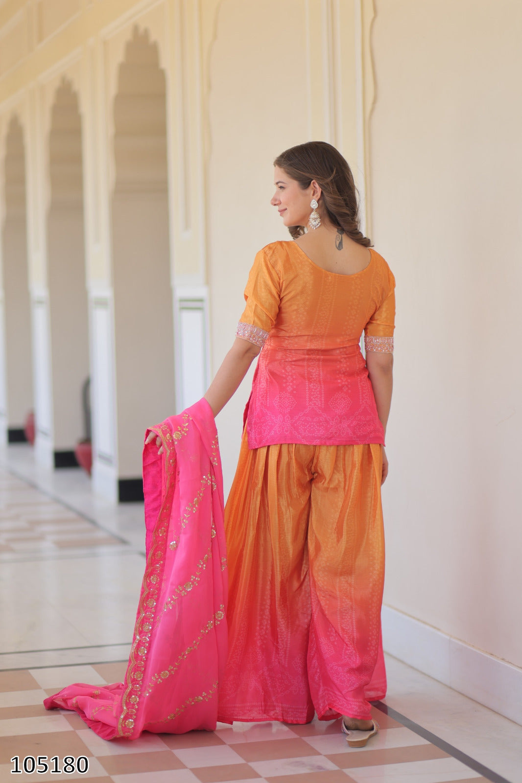 Premium Designer Chinnon Sharara Suit with Dupatta