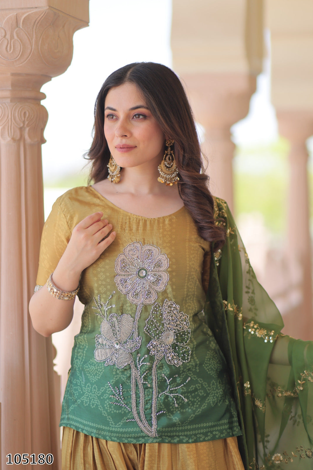 Premium Designer Chinnon Sharara Suit with Dupatta
