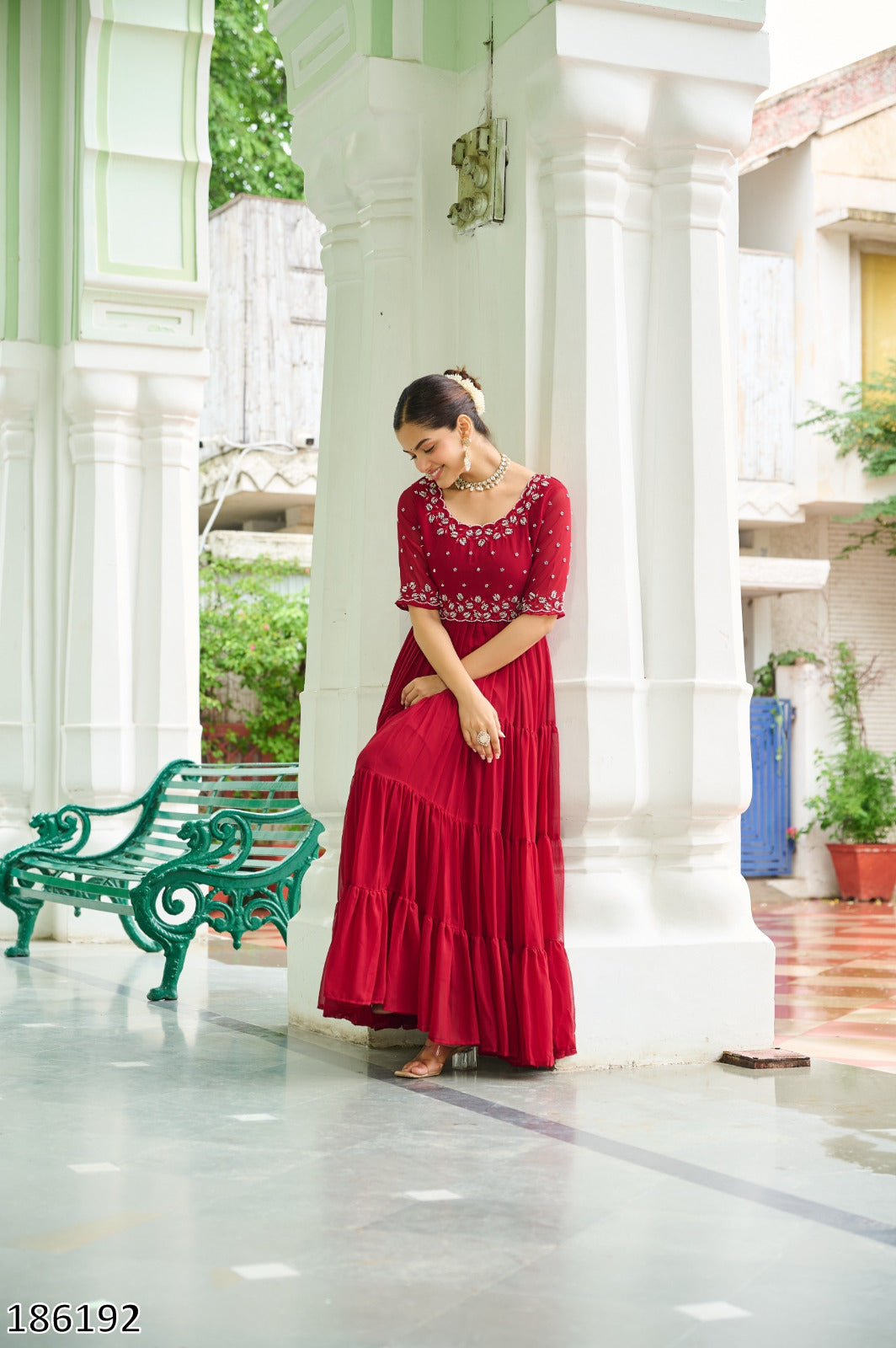 Premium Designer Readymade Gown – Faux Blooming Fabric