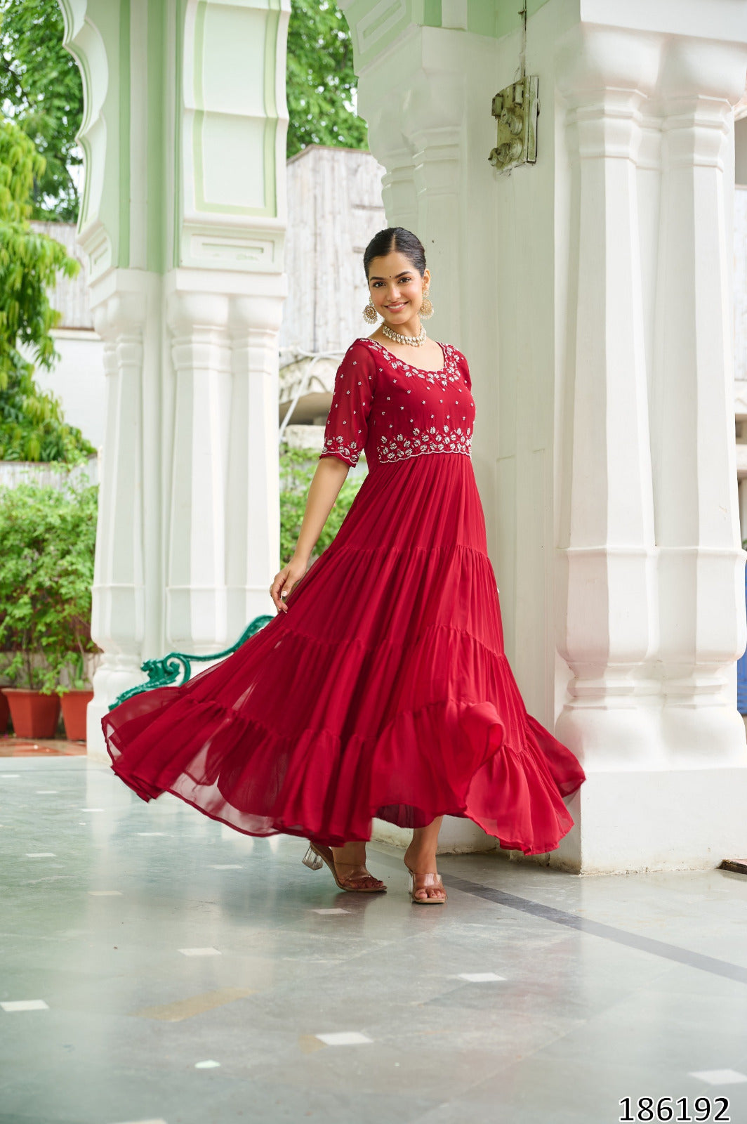 Premium Designer Readymade Gown – Faux Blooming Fabric
