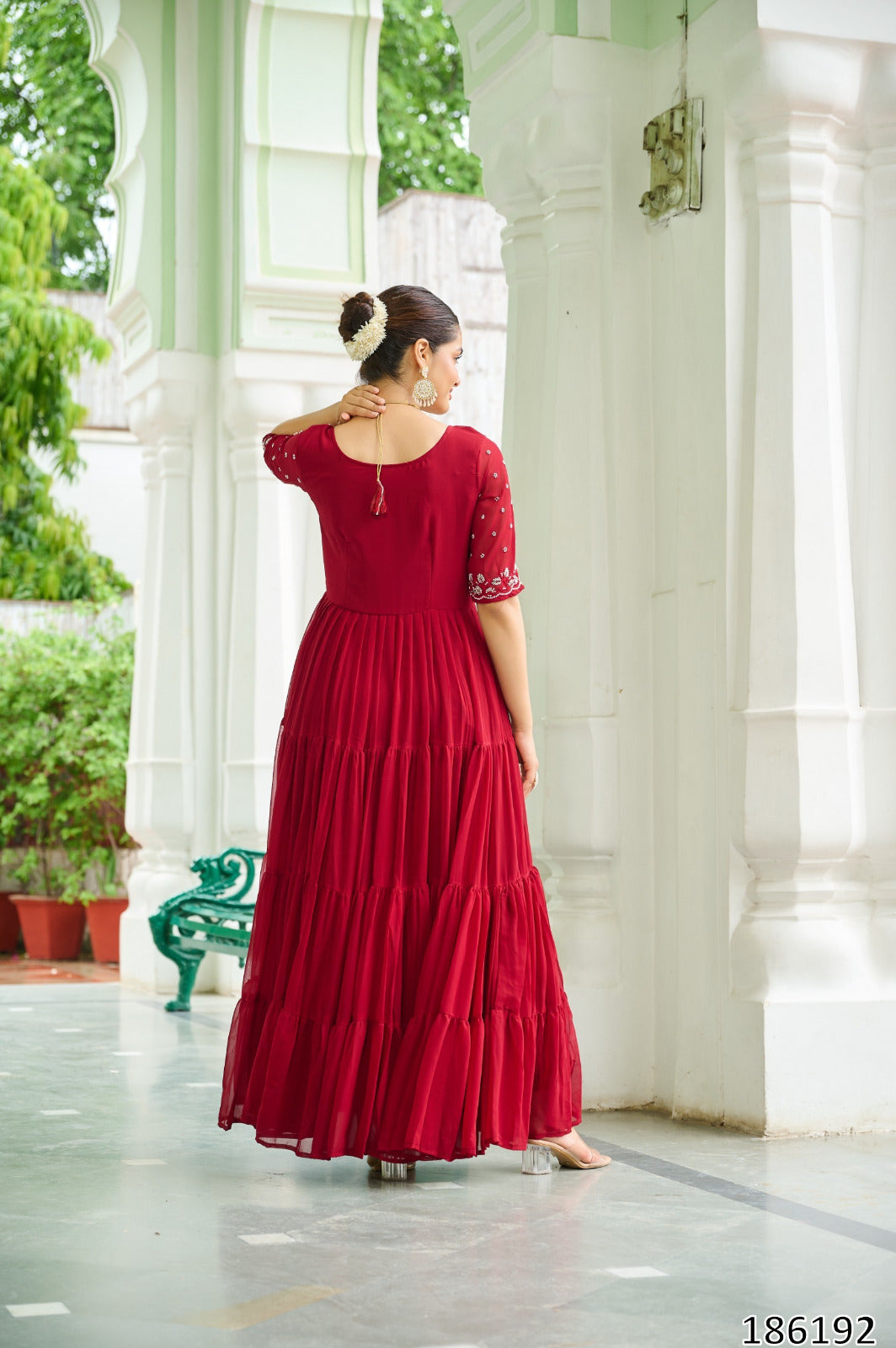 Premium Designer Readymade Gown – Faux Blooming Fabric