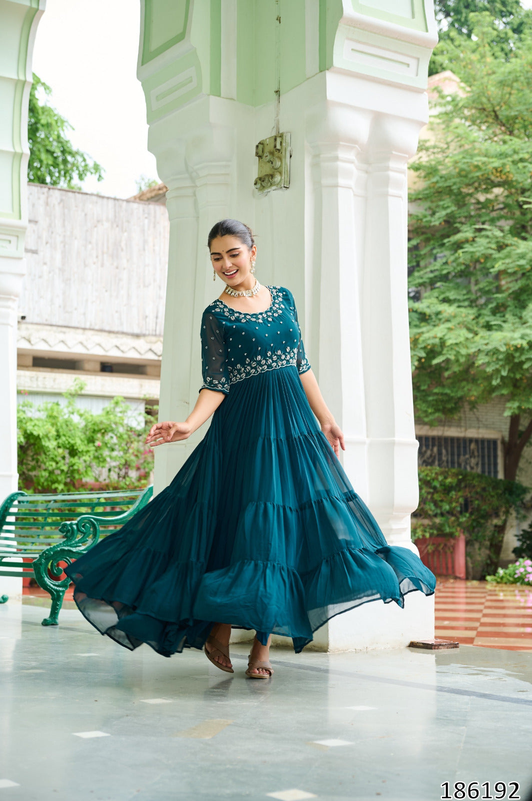 Premium Designer Readymade Gown – Faux Blooming Fabric