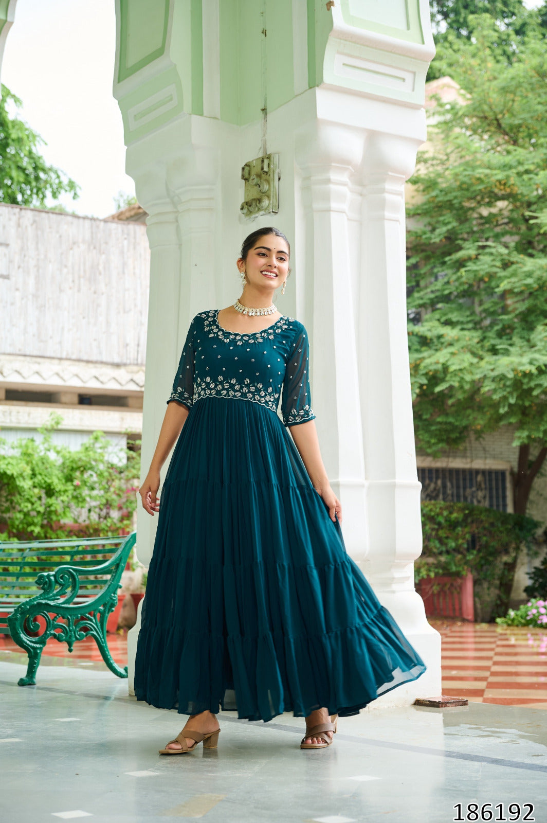 Premium Designer Readymade Gown – Faux Blooming Fabric