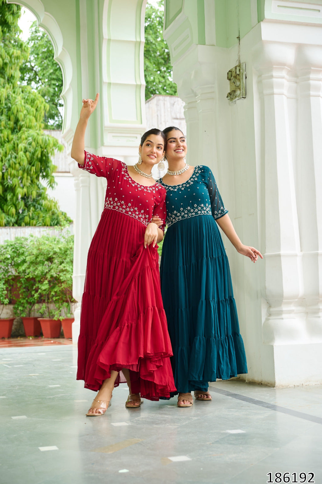Premium Designer Readymade Gown – Faux Blooming Fabric