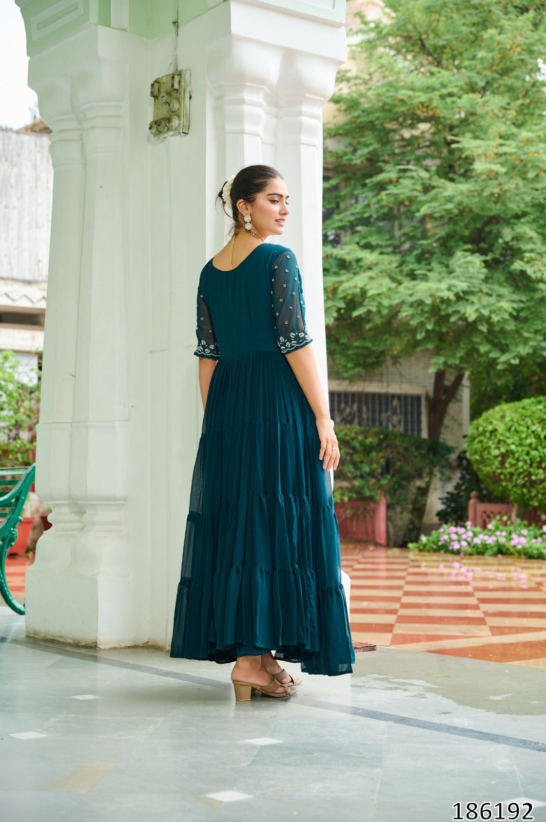 Premium Designer Readymade Gown – Faux Blooming Fabric