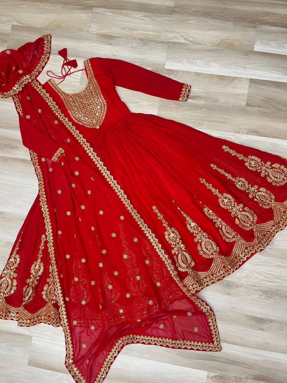 Premium Embroidered Faux Blooming Gown with Dupatta | Full Stitched Zari Sequin Work