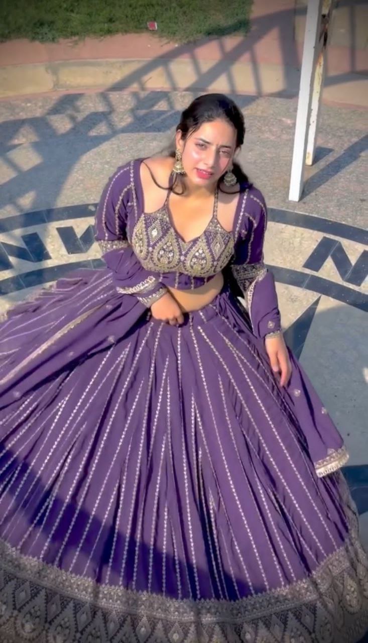 Premium Embroidered Purple Lehenga Choli Set | Heavy Fox Georgette