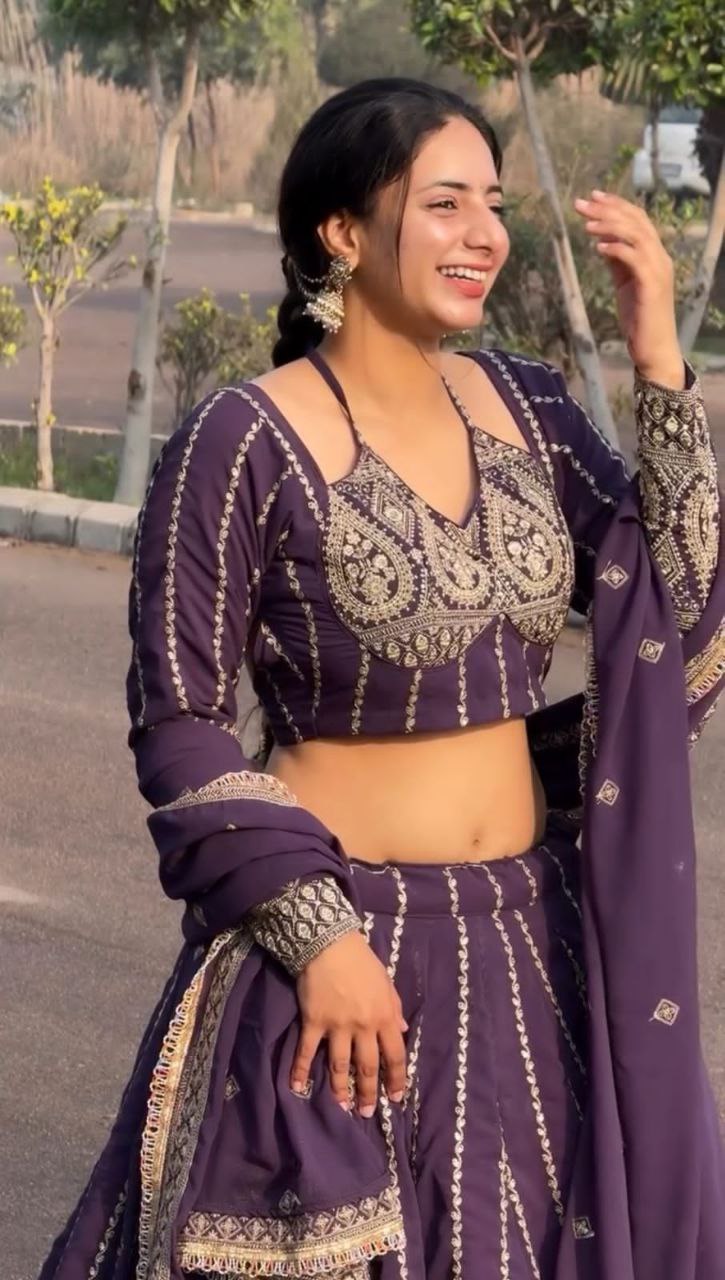 Premium Embroidered Purple Lehenga Choli Set | Heavy Fox Georgette