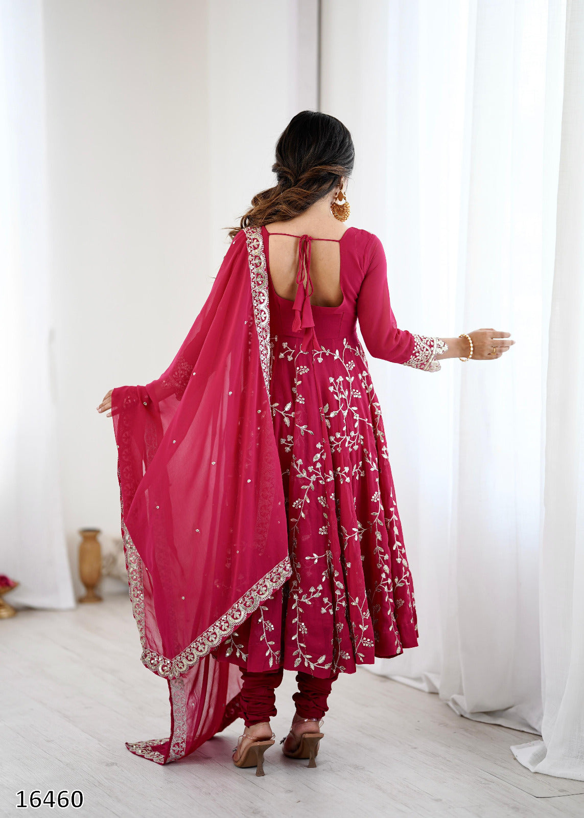 Karwa Chauth Special Dress Anarkali Gown in Purple & Red Color