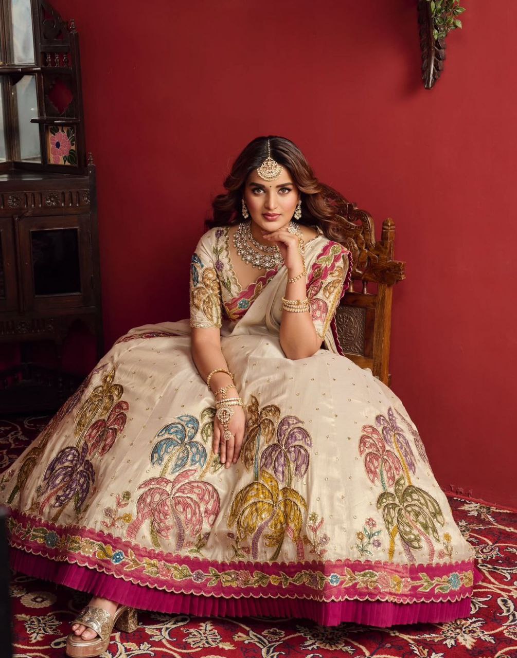 Premium Festival Wear Tissue Silk Embroidered Lehenga Choli Set with Dupatta