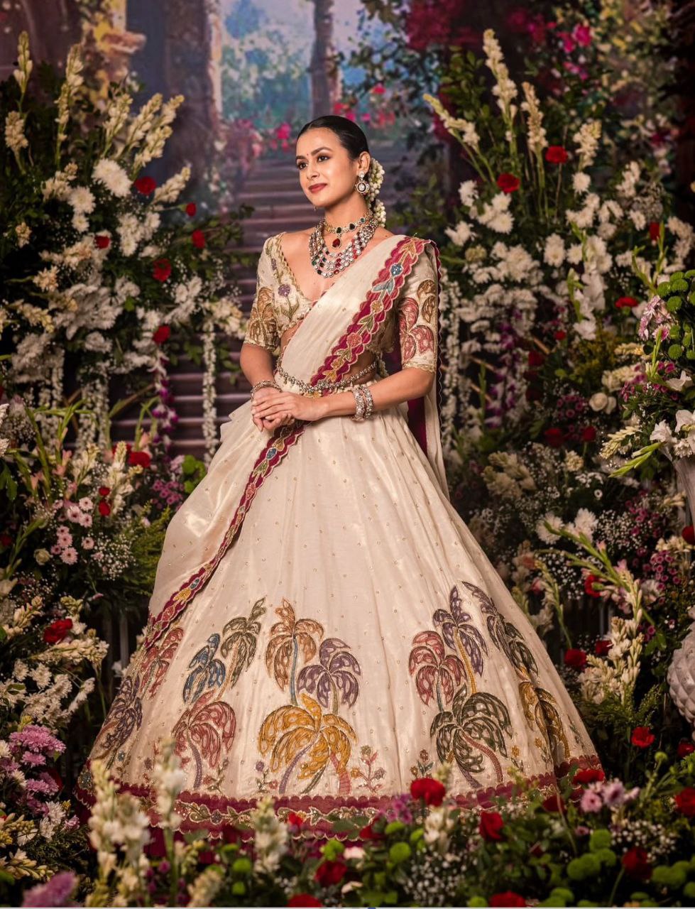 Premium Festival Wear Tissue Silk Embroidered Lehenga Choli Set with Dupatta