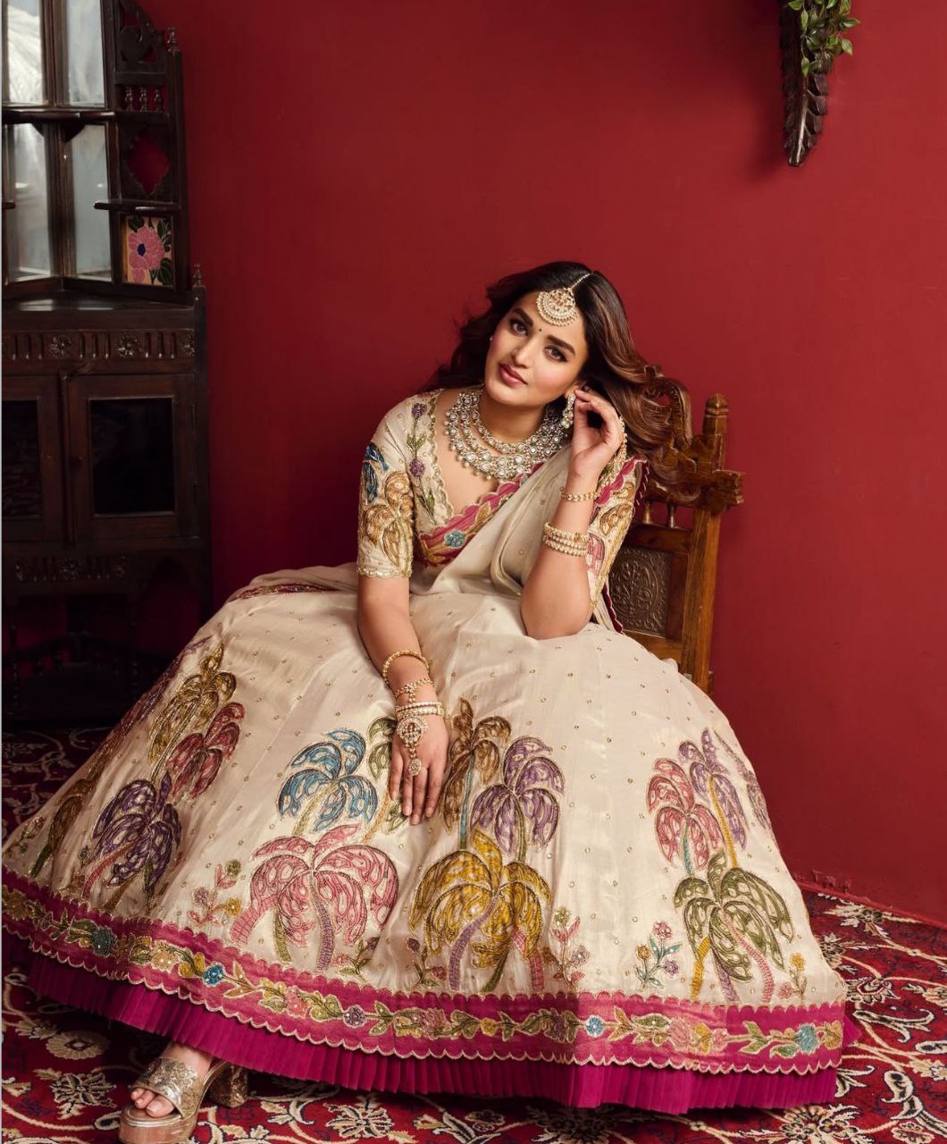Premium Festival Wear Tissue Silk Embroidered Lehenga Choli Set with Dupatta