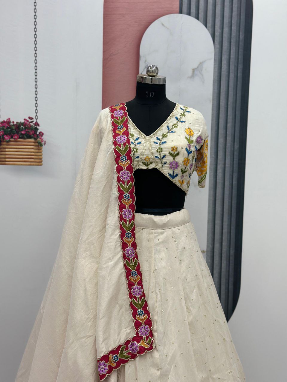 Premium Festival Wear Tissue Silk Embroidered Lehenga Choli Set with Dupatta