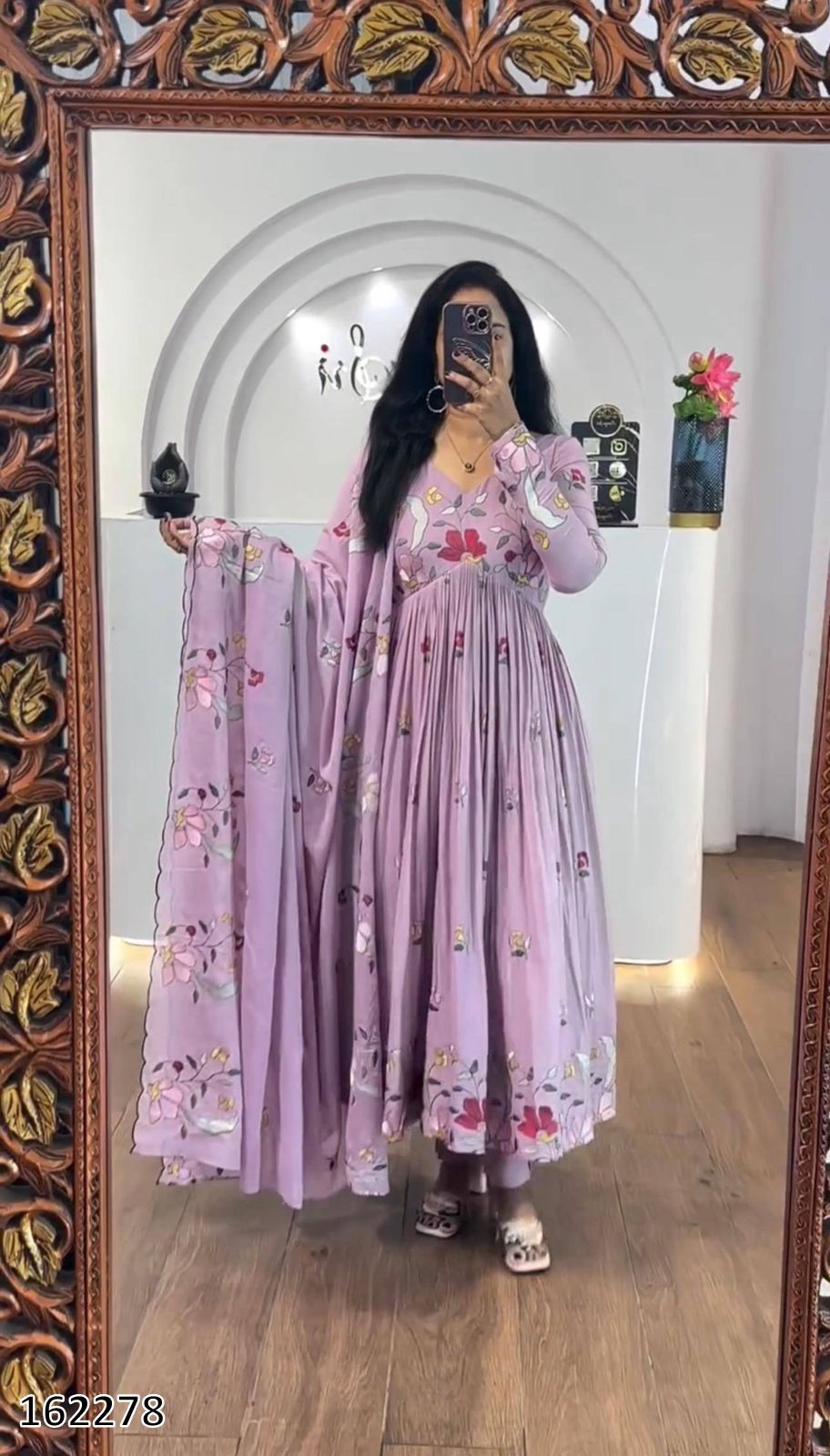 Premium Fox Georgette Embroidered Gown Pant Set with Dupatta