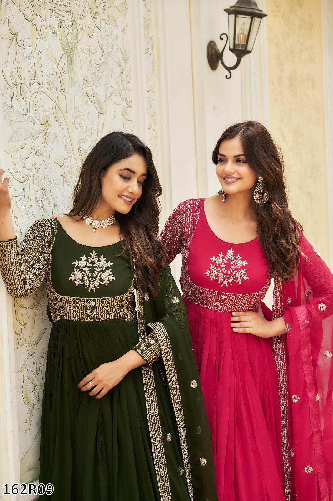 Premium Fox Georgette Long Gown with Embroidered Dupatta