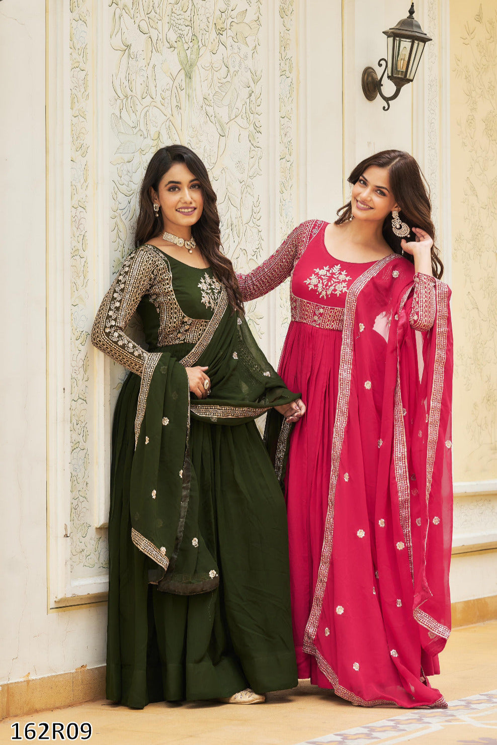 Premium Fox Georgette Long Gown with Embroidered Dupatta