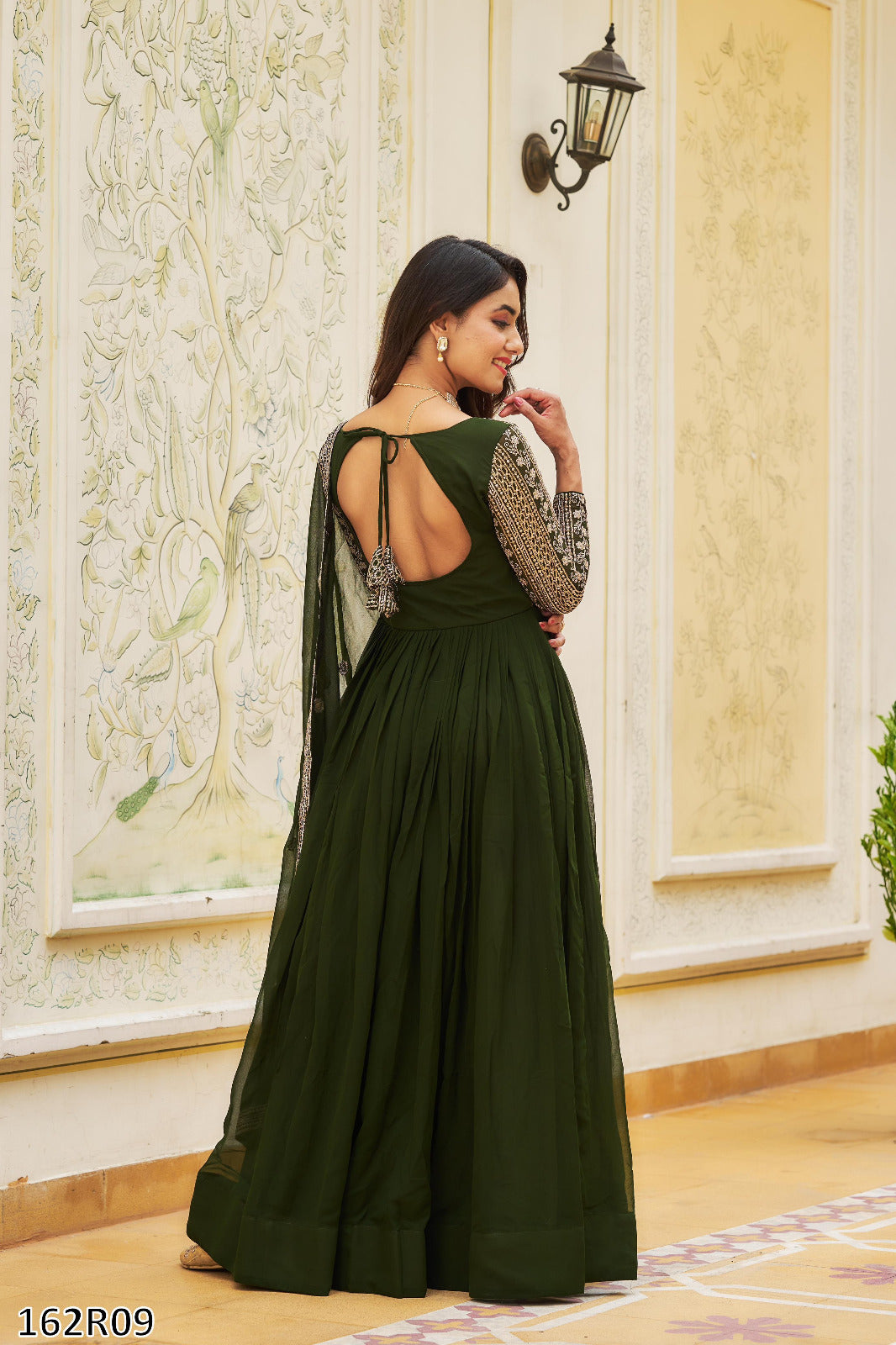 Premium Fox Georgette Long Gown with Embroidered Dupatta