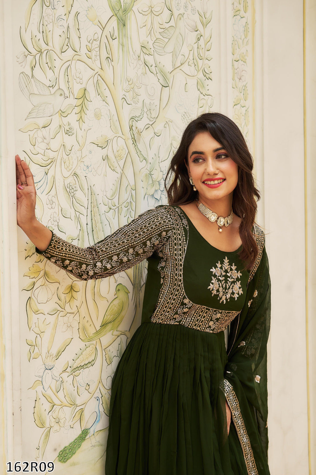 Premium Fox Georgette Long Gown with Embroidered Dupatta