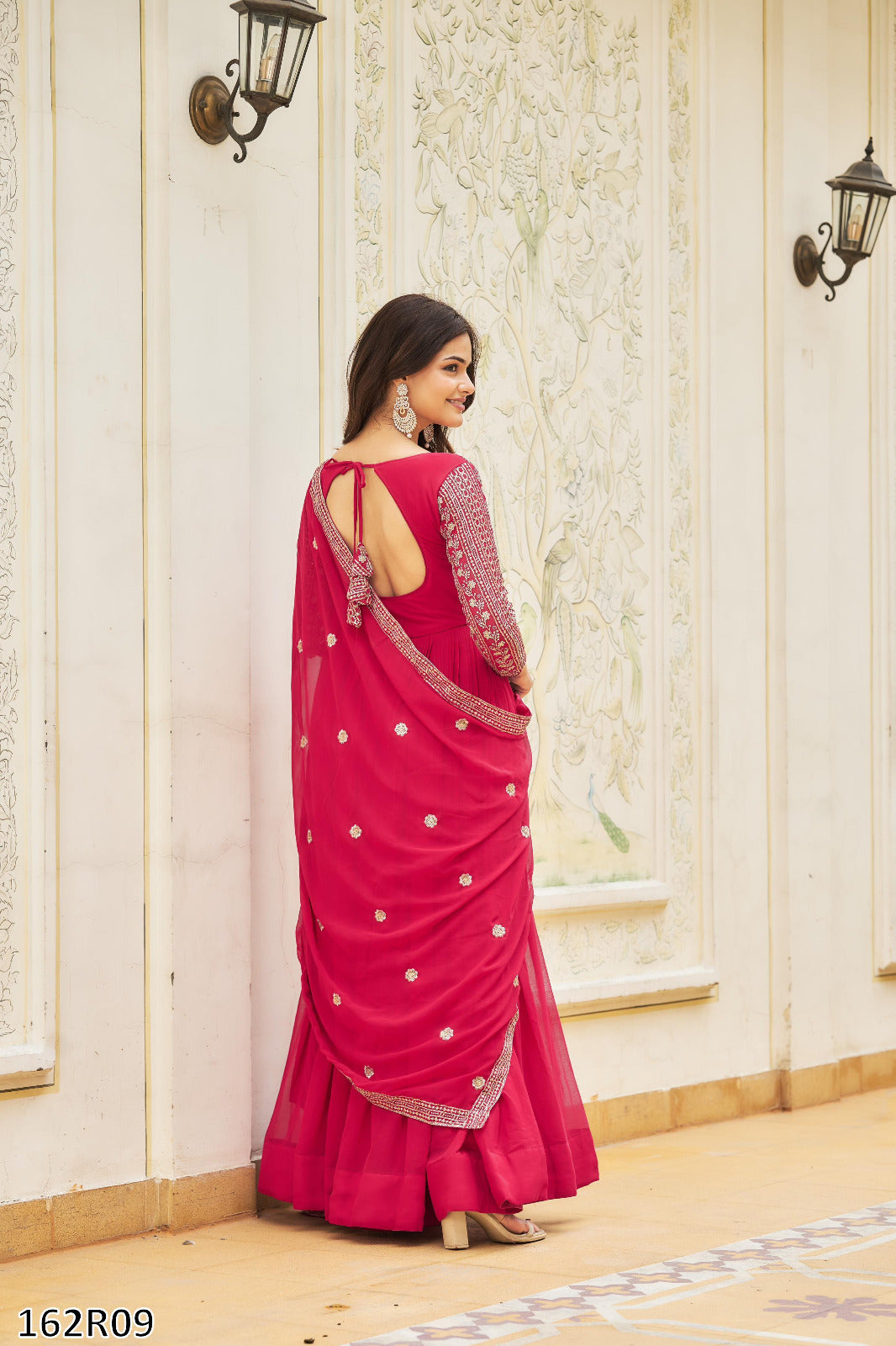 Premium Fox Georgette Long Gown with Embroidered Dupatta