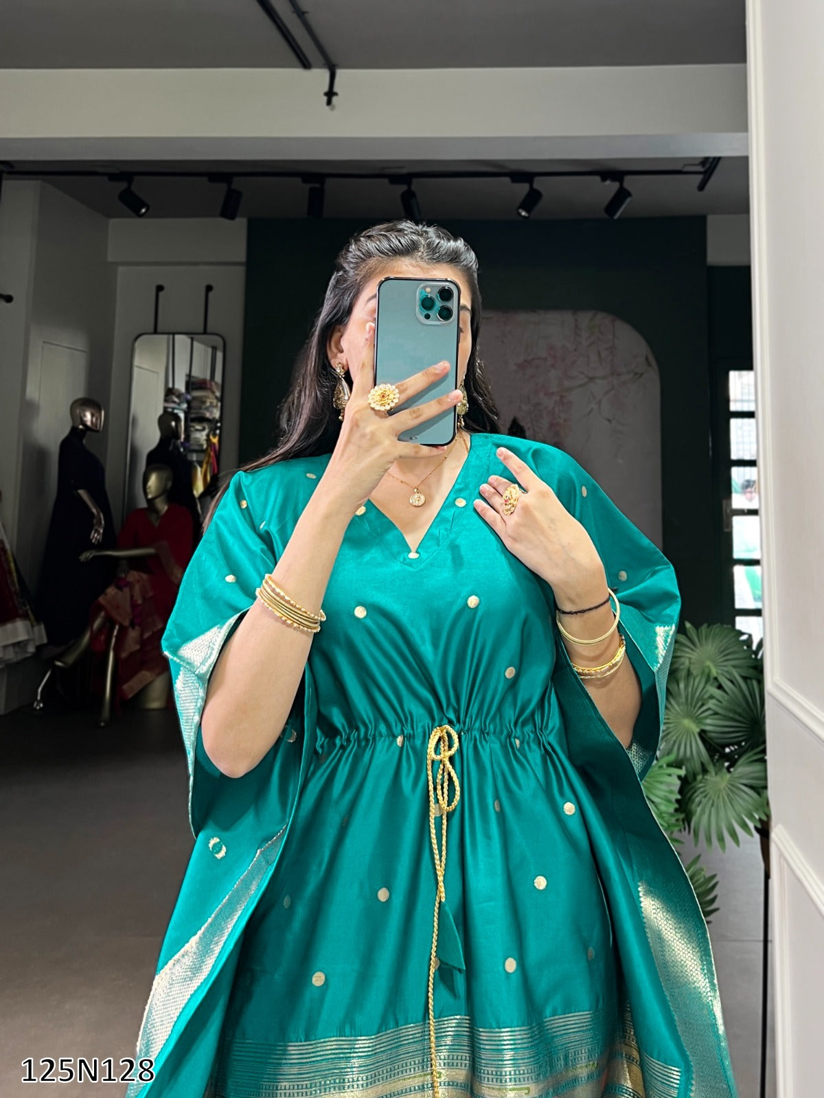 Premium Jacquard Paithani Kaftan with Zari Weaving Work