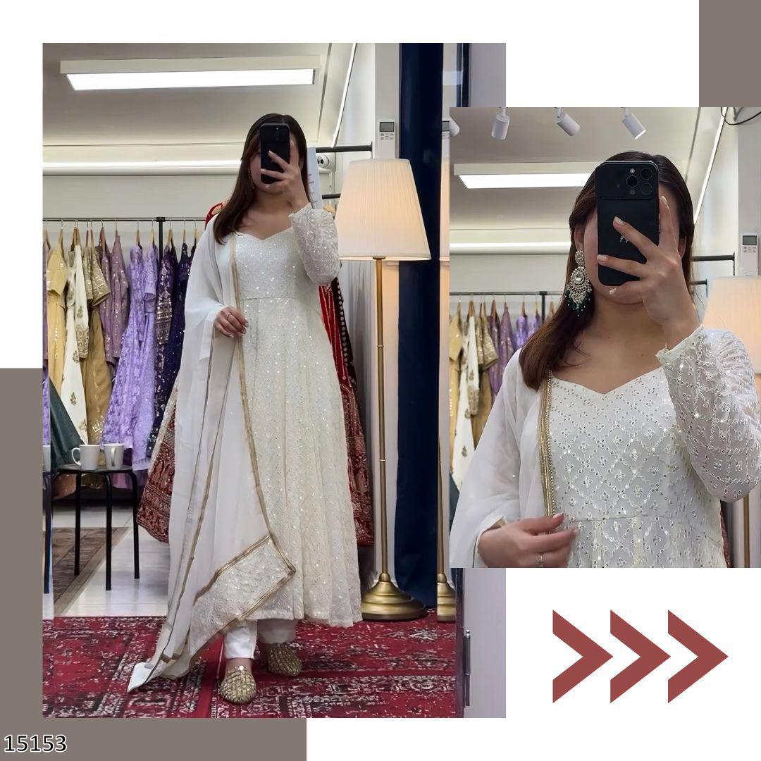 Premium Off White Ready Made Anarkali Suit Set