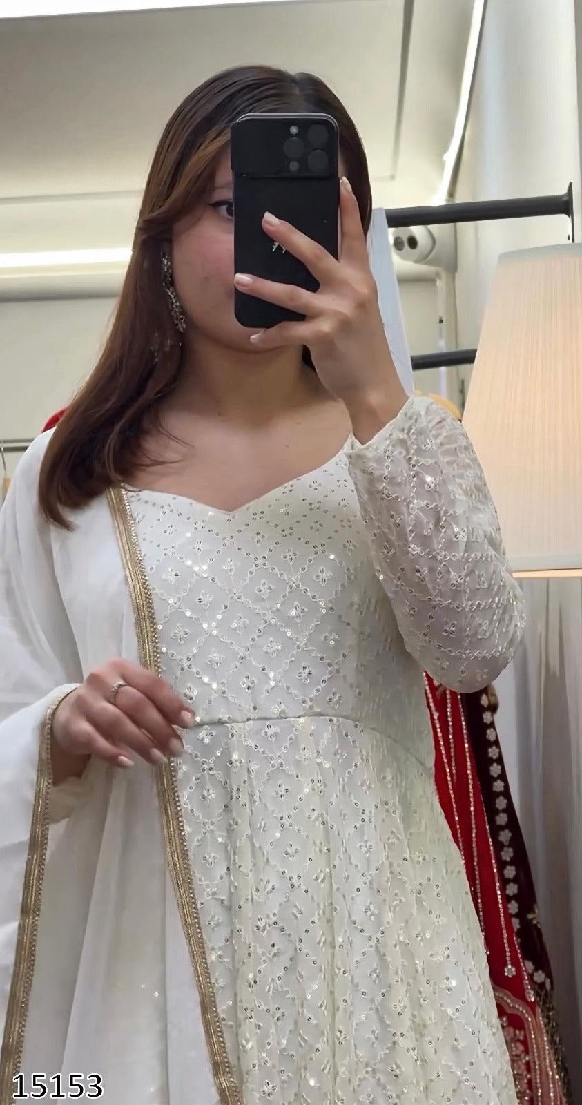 Premium Off White Ready Made Anarkali Suit Set