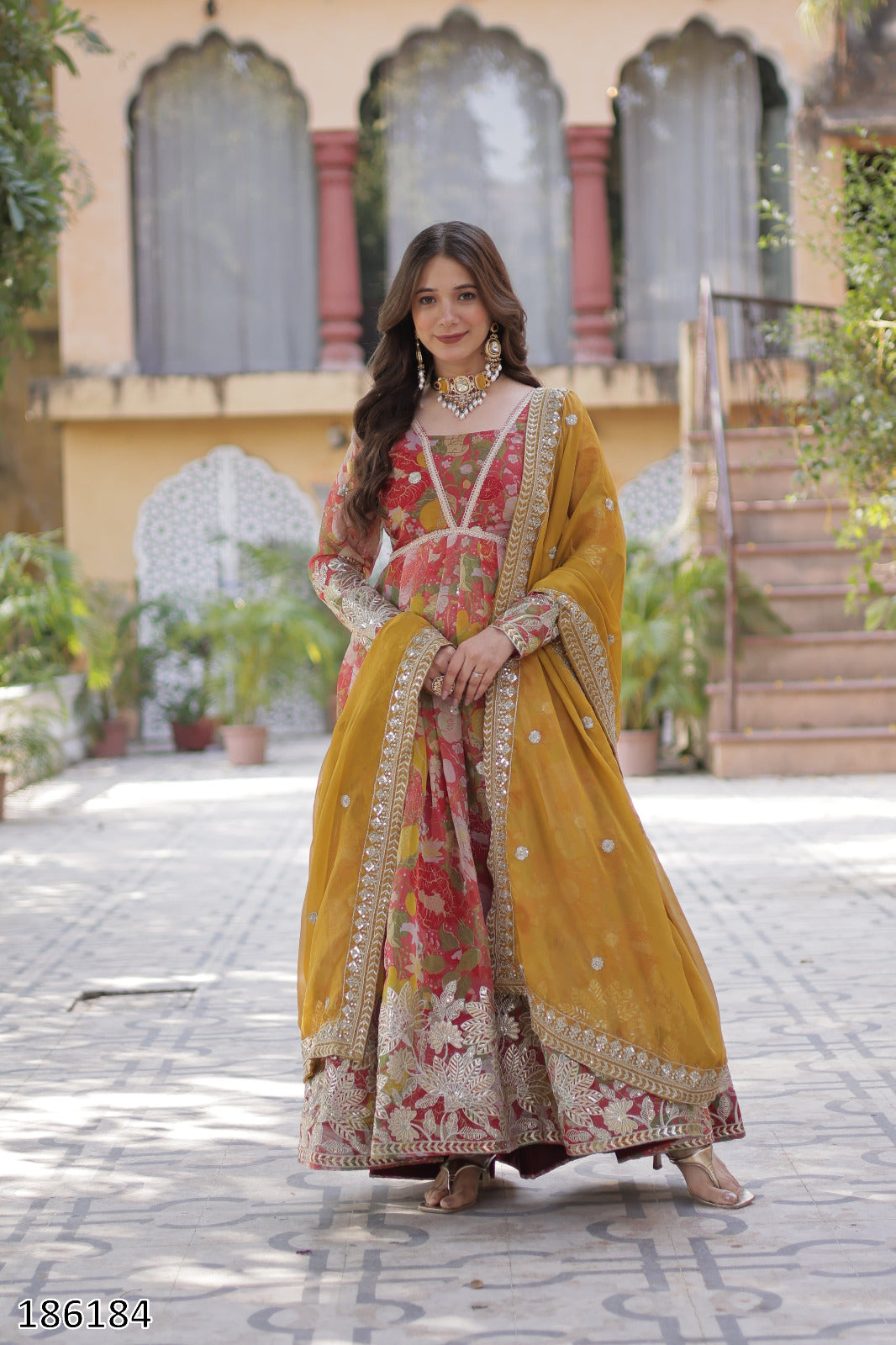 Premium Readymade Alia Cut Russian Silk Gown with Dupatta