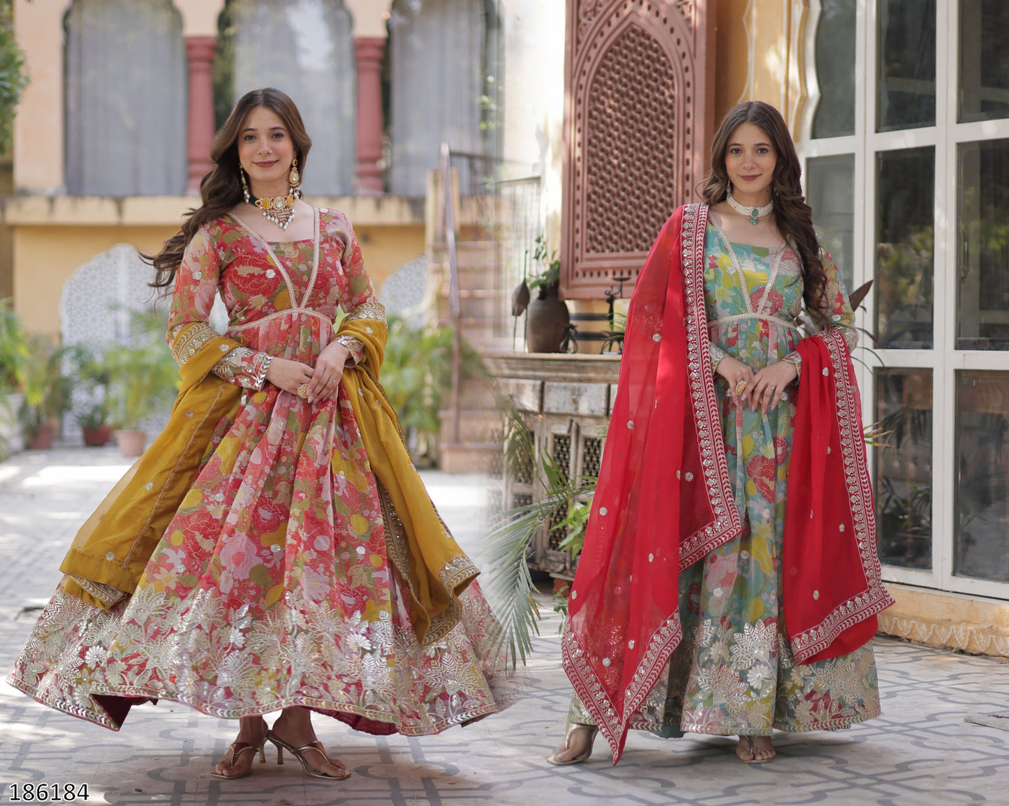 Premium Readymade Alia Cut Russian Silk Gown with Dupatta