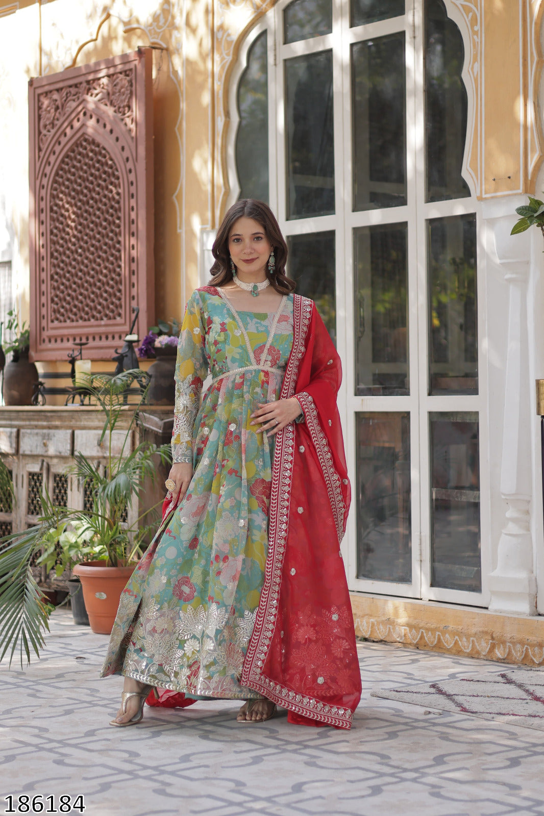 Premium Readymade Alia Cut Russian Silk Gown with Dupatta