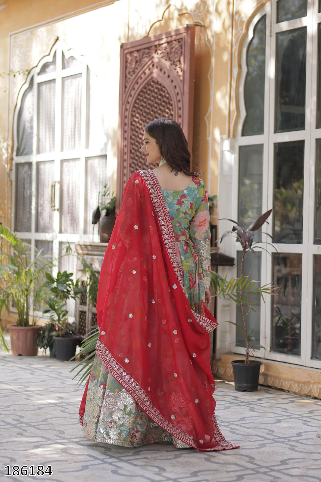 Premium Readymade Alia Cut Russian Silk Gown with Dupatta