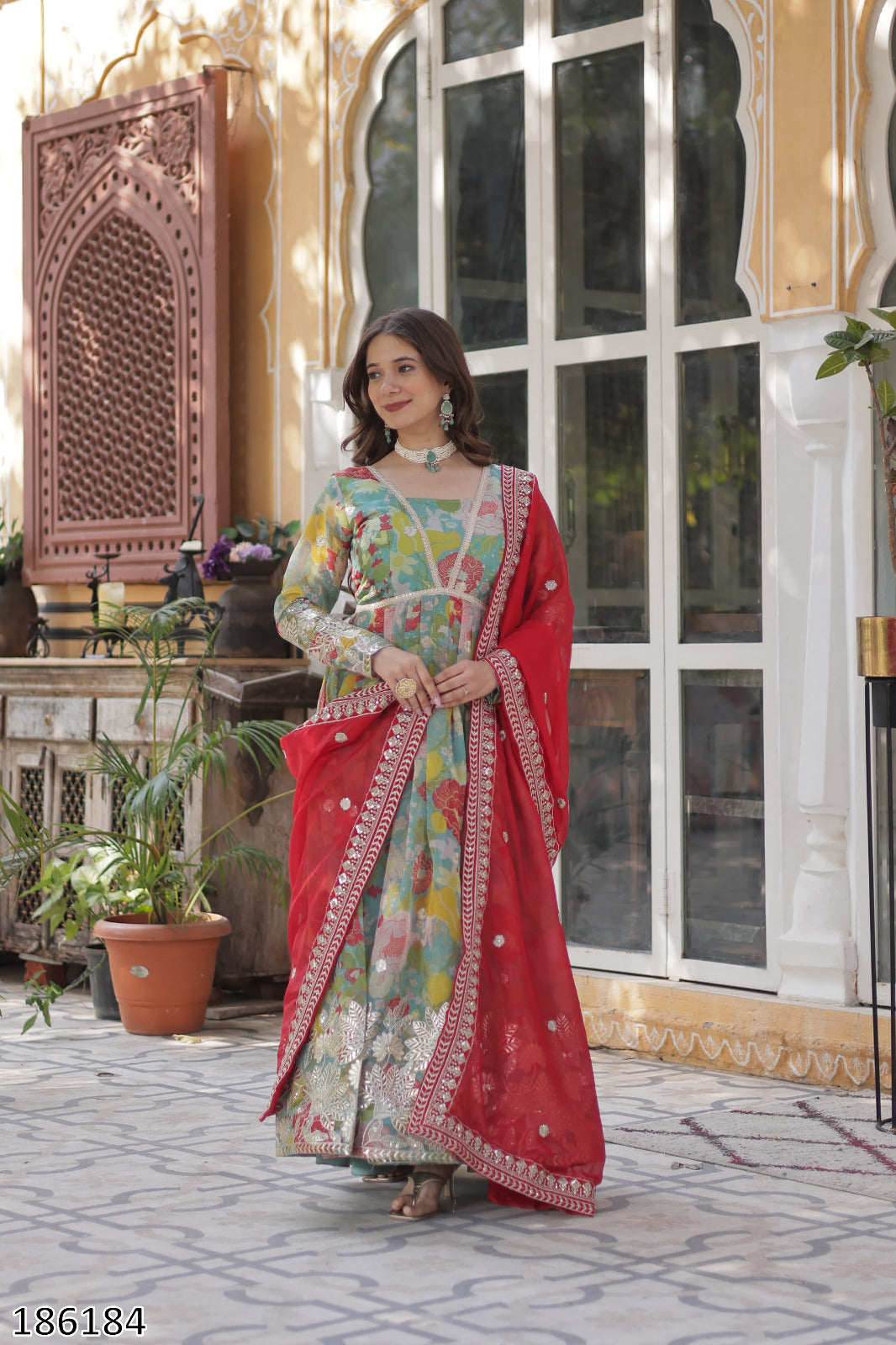 Premium Readymade Alia Cut Russian Silk Gown with Dupatta