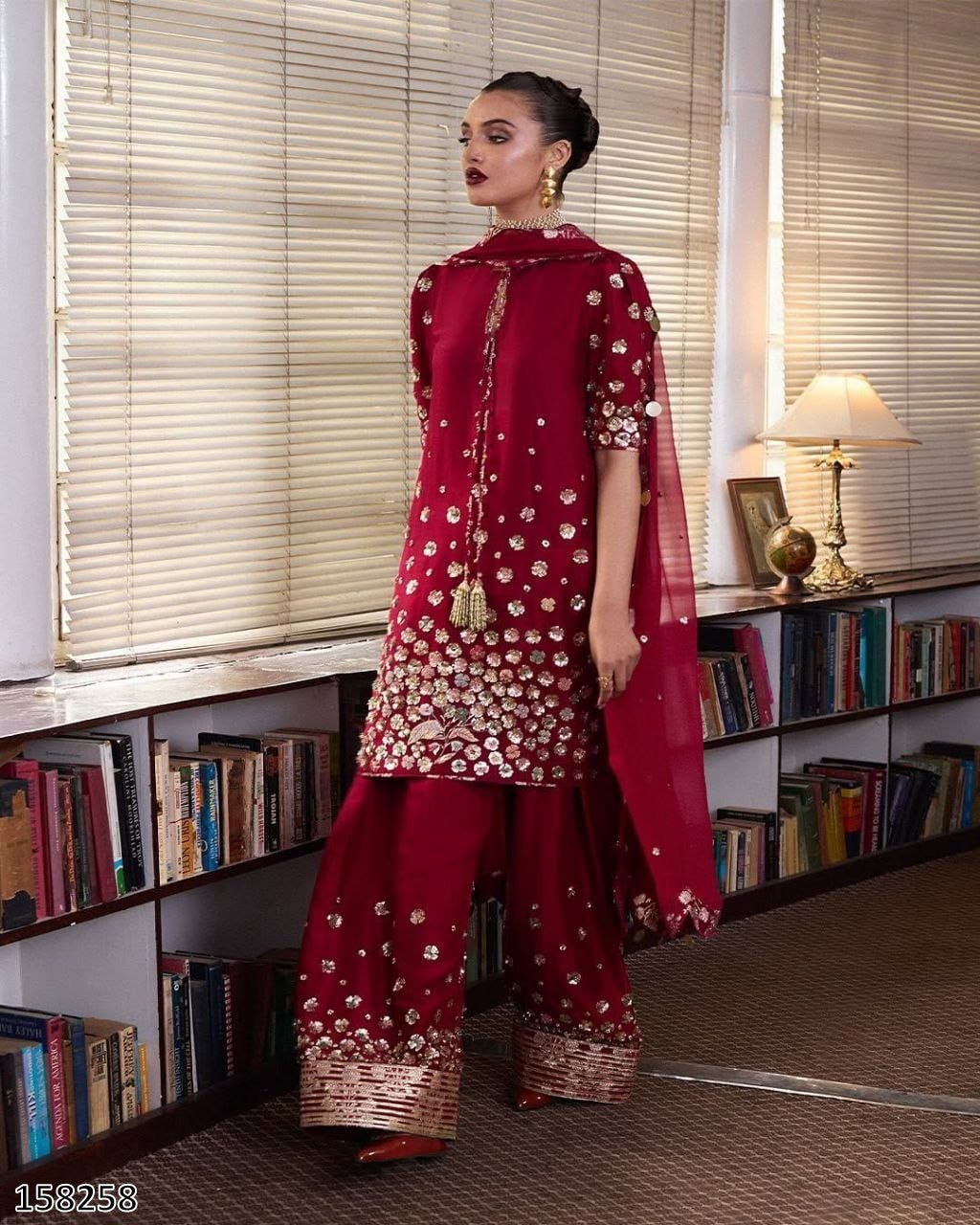 Karwa Chauth Special Dress: Premium Roman Silk Embroidered Cord Set with Dupatta
