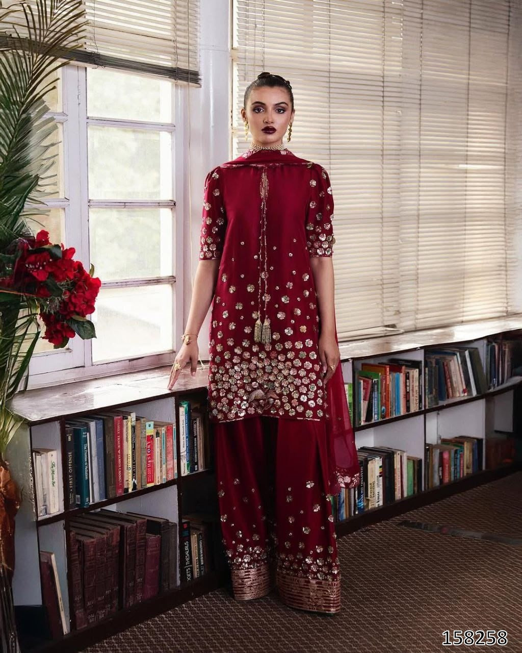 Karwa Chauth Special Dress: Premium Roman Silk Embroidered Cord Set with Dupatta