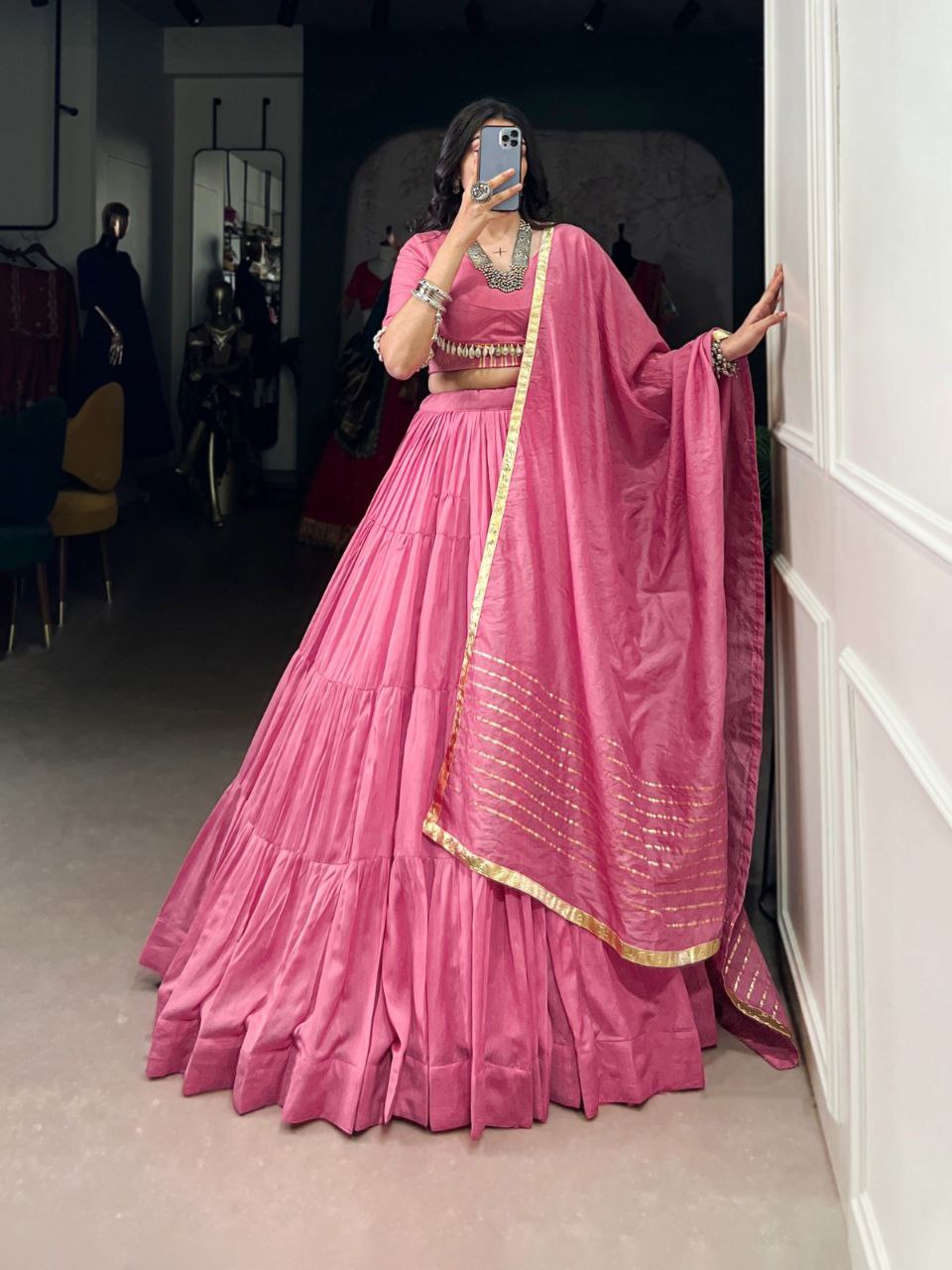 Navratri Collection 2025 : Pure Chanderi Lehenga Set