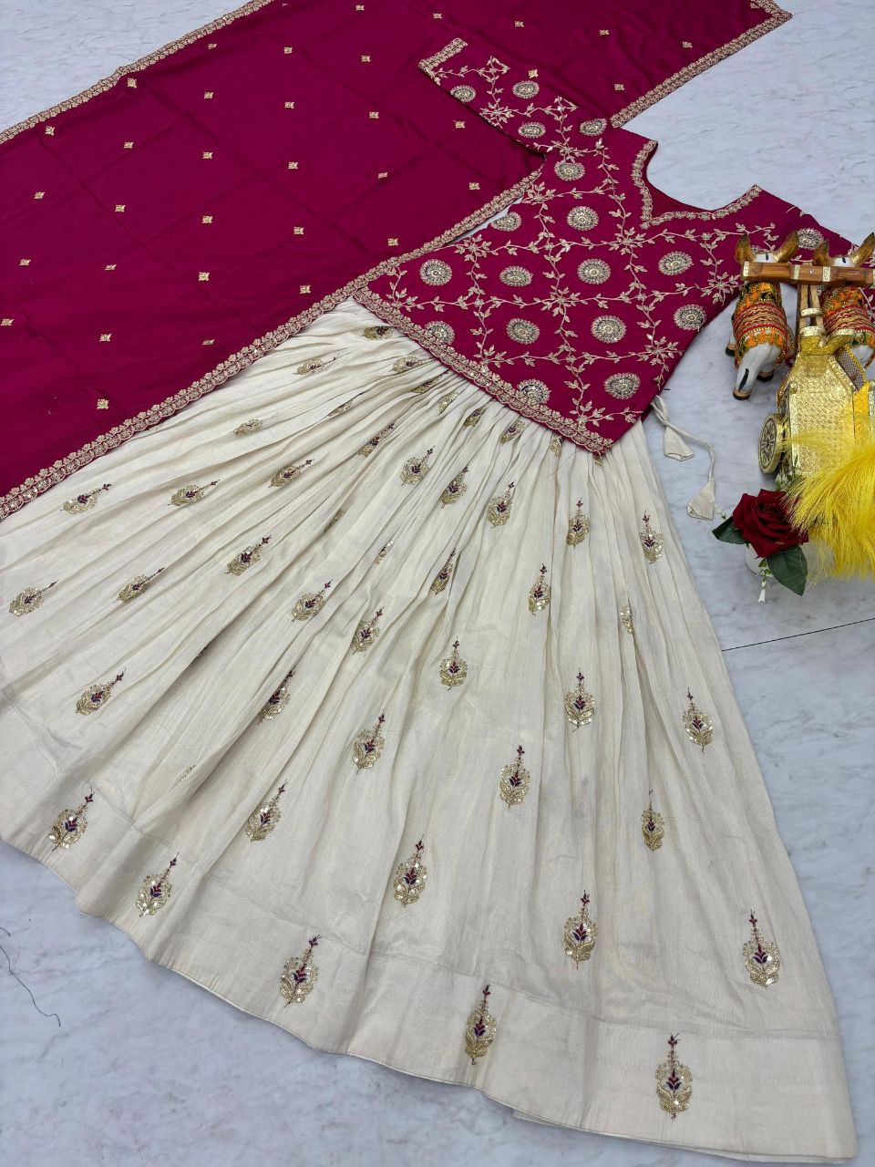 Pure Chinon & Tissue Silk Embroidered Festival Wear – Fully Stitched