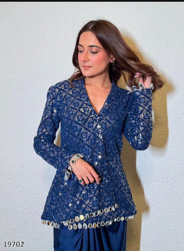 Pure Muslin Mirror & Stone Work Kurti Set