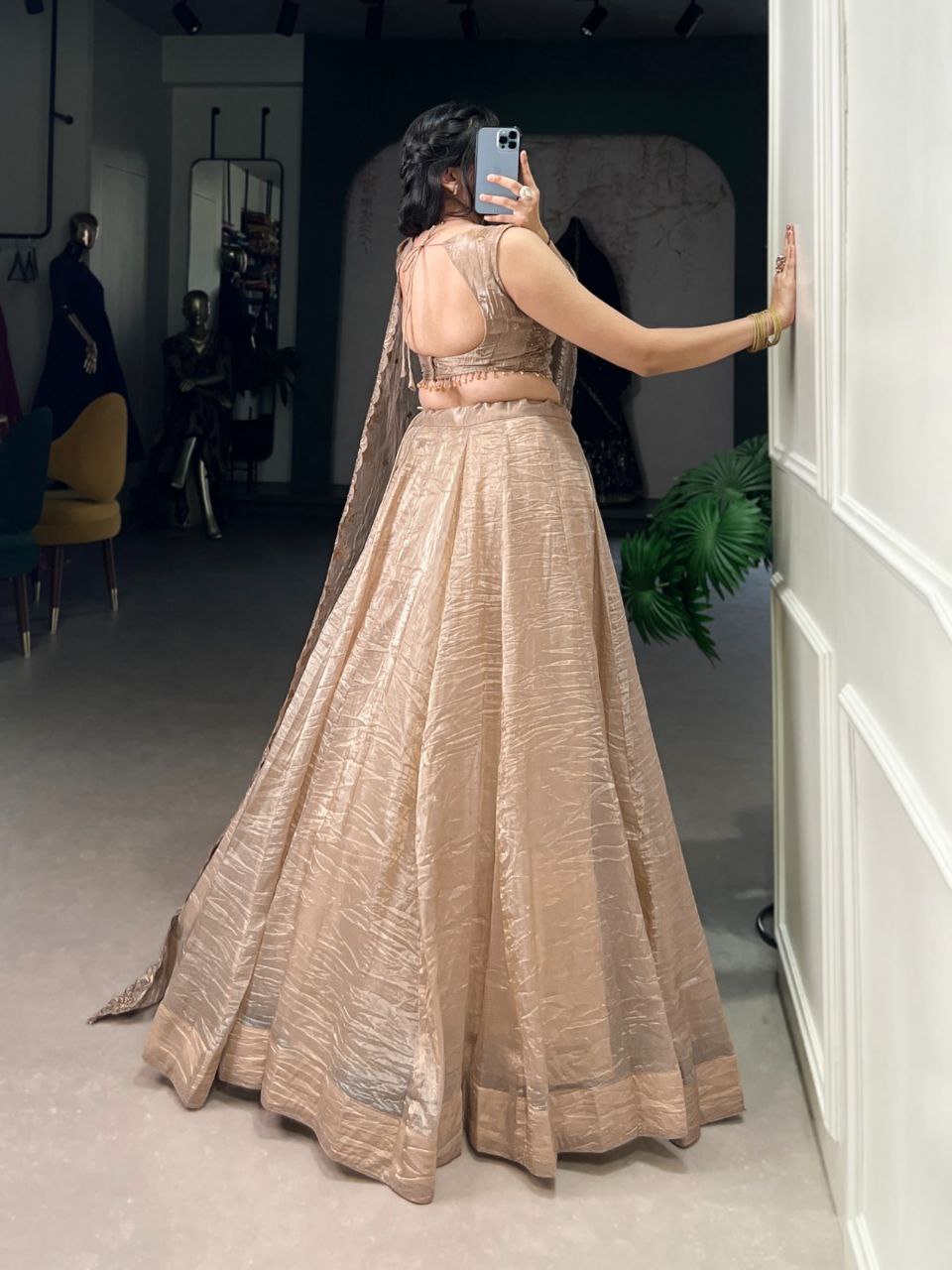 REENE Wedding Collection 2025 – Gold Crush Lehenga Set with Sequin & Thread Detailing
