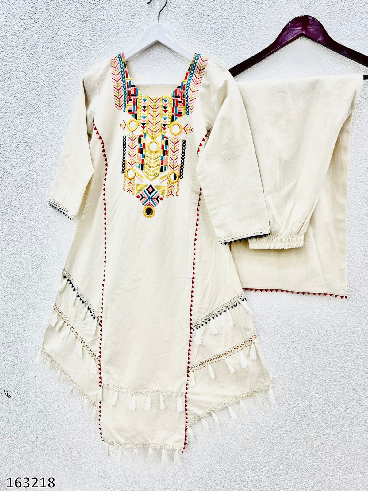Rakhi Special Premium Designer Co-ord Set Pure Khadi Cotton with Embroidery