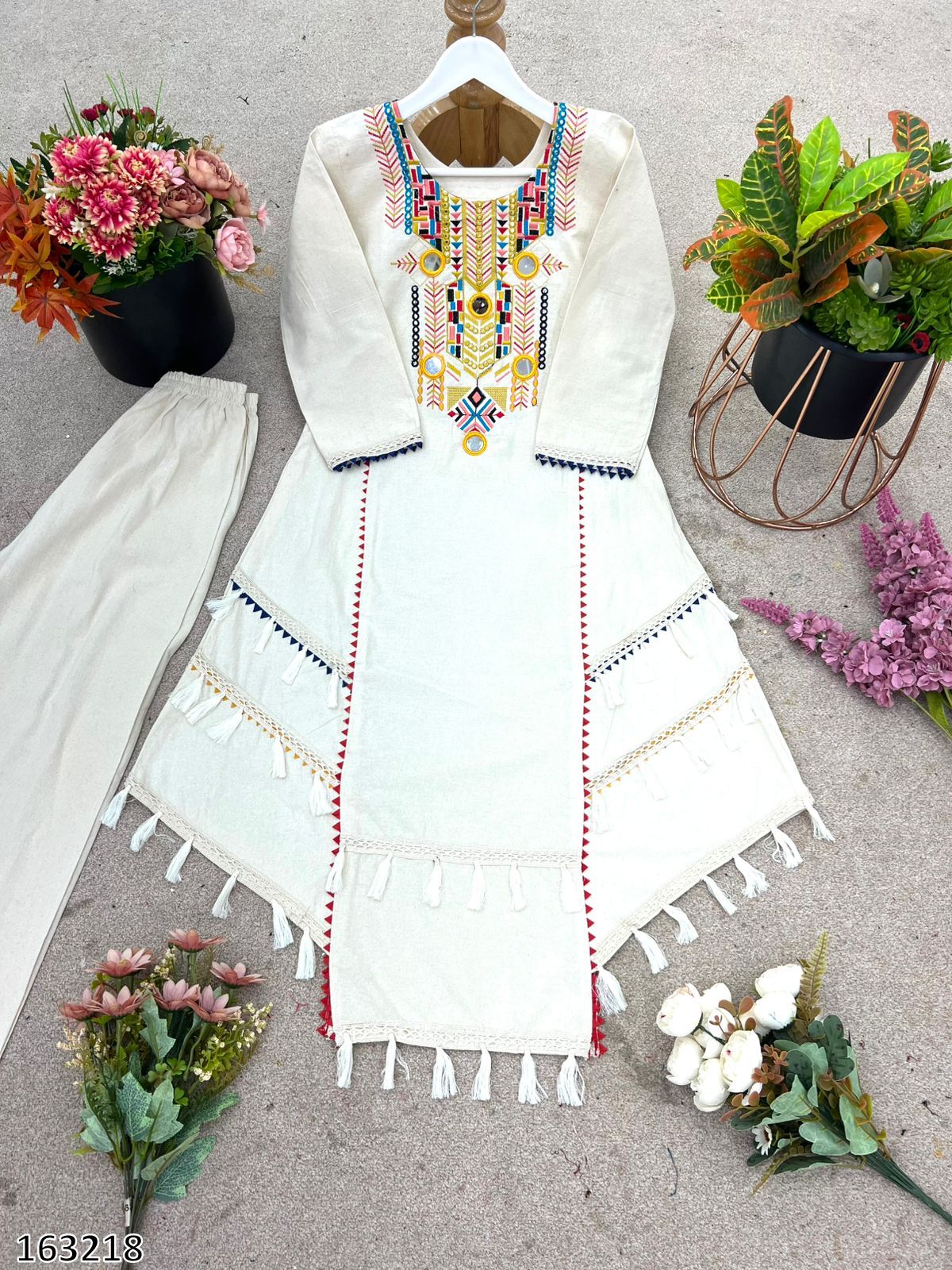 Rakhi Special Premium Designer Co-ord Set Pure Khadi Cotton with Embroidery