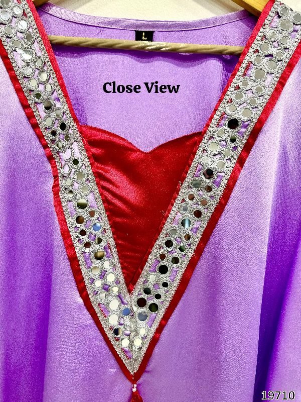 Real Mirror Work Kaftan Set in Moss Satin – Festive Collection