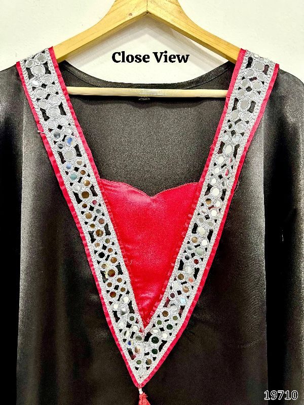 Real Mirror Work Kaftan Set in Moss Satin – Festive Collection