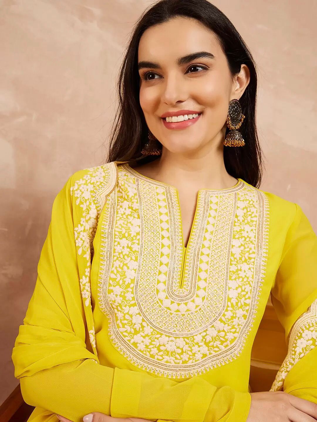 Designer Faux Georgette Sharara Set | Embroidered Party Wear with Dupatta