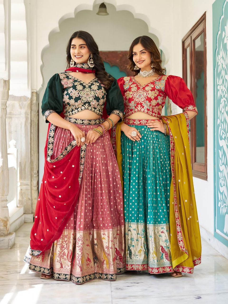 South Style Lehenga Choli with Heavy Embroidery & Sequins Work – Fully Stitched Real Modelling Set