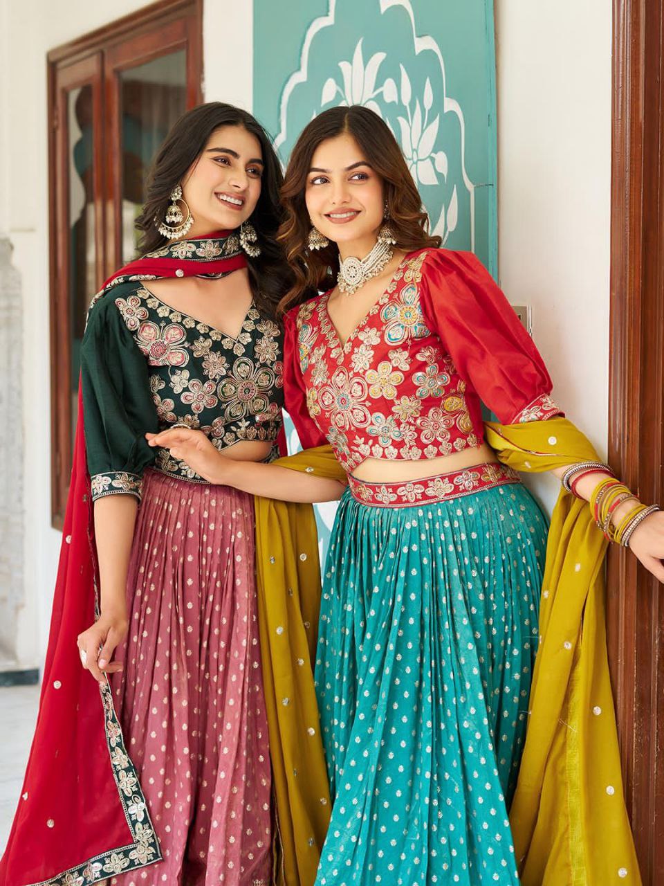 South Style Lehenga Choli with Heavy Embroidery & Sequins Work – Fully Stitched Real Modelling Set
