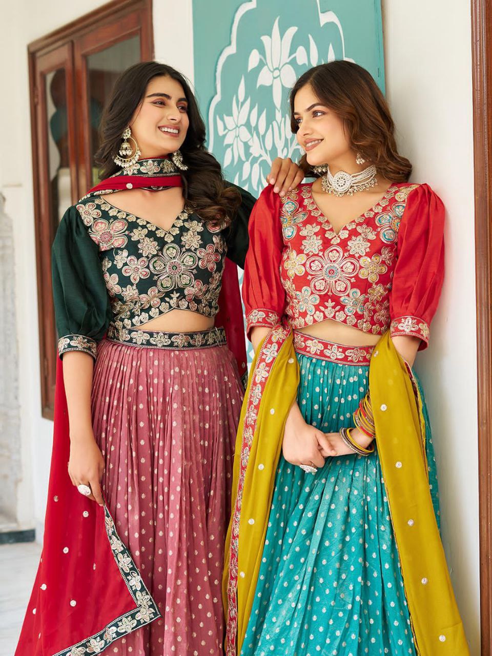 South Style Lehenga Choli with Heavy Embroidery & Sequins Work – Fully Stitched Real Modelling Set