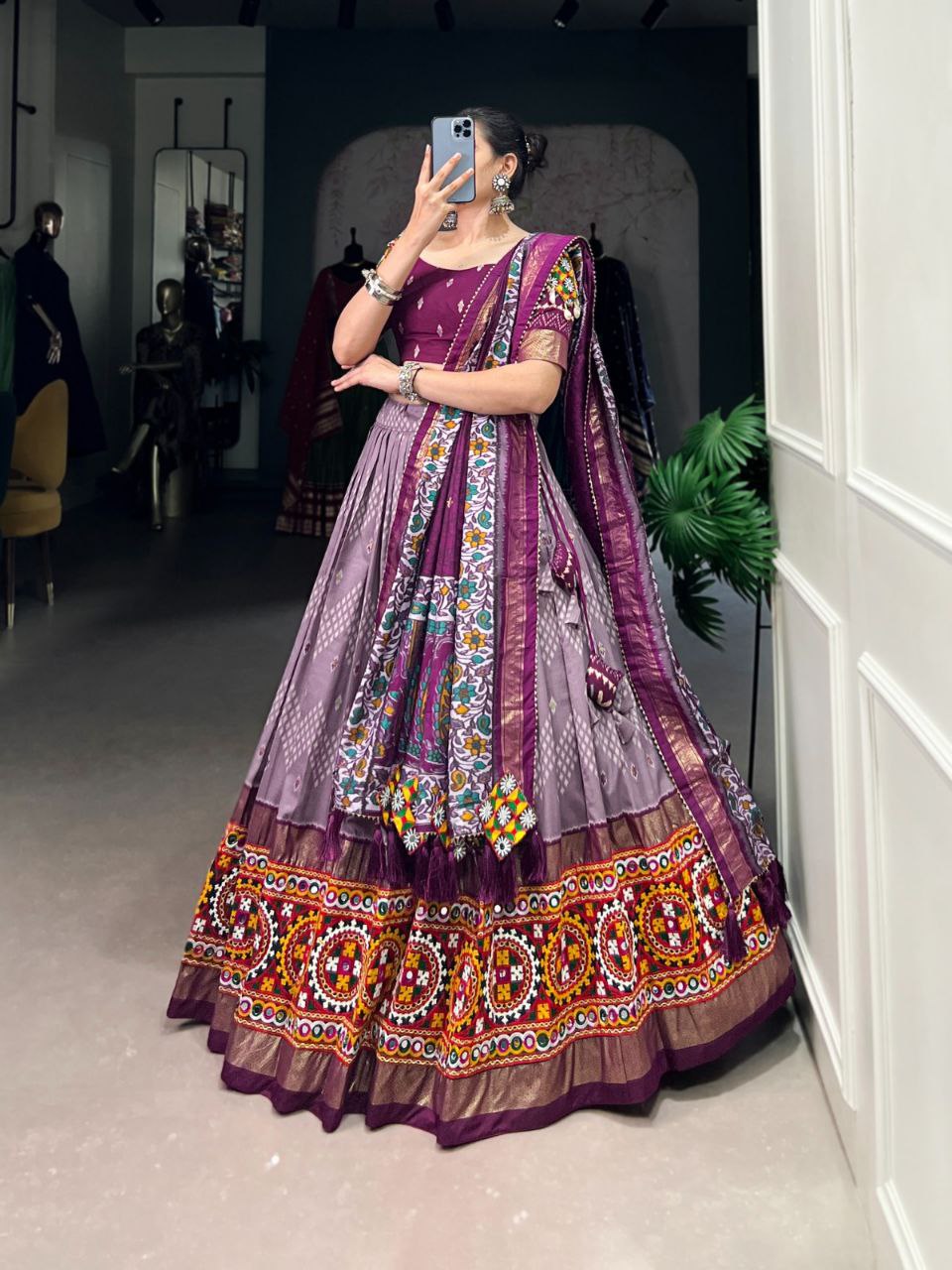 Festive Season Special Tasar Silk Navratri Lehenga Choli Set