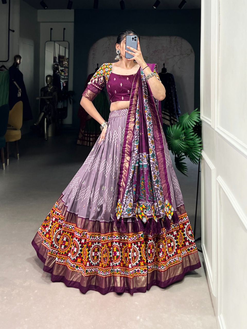 Festive Season Special Tasar Silk Navratri Lehenga Choli Set