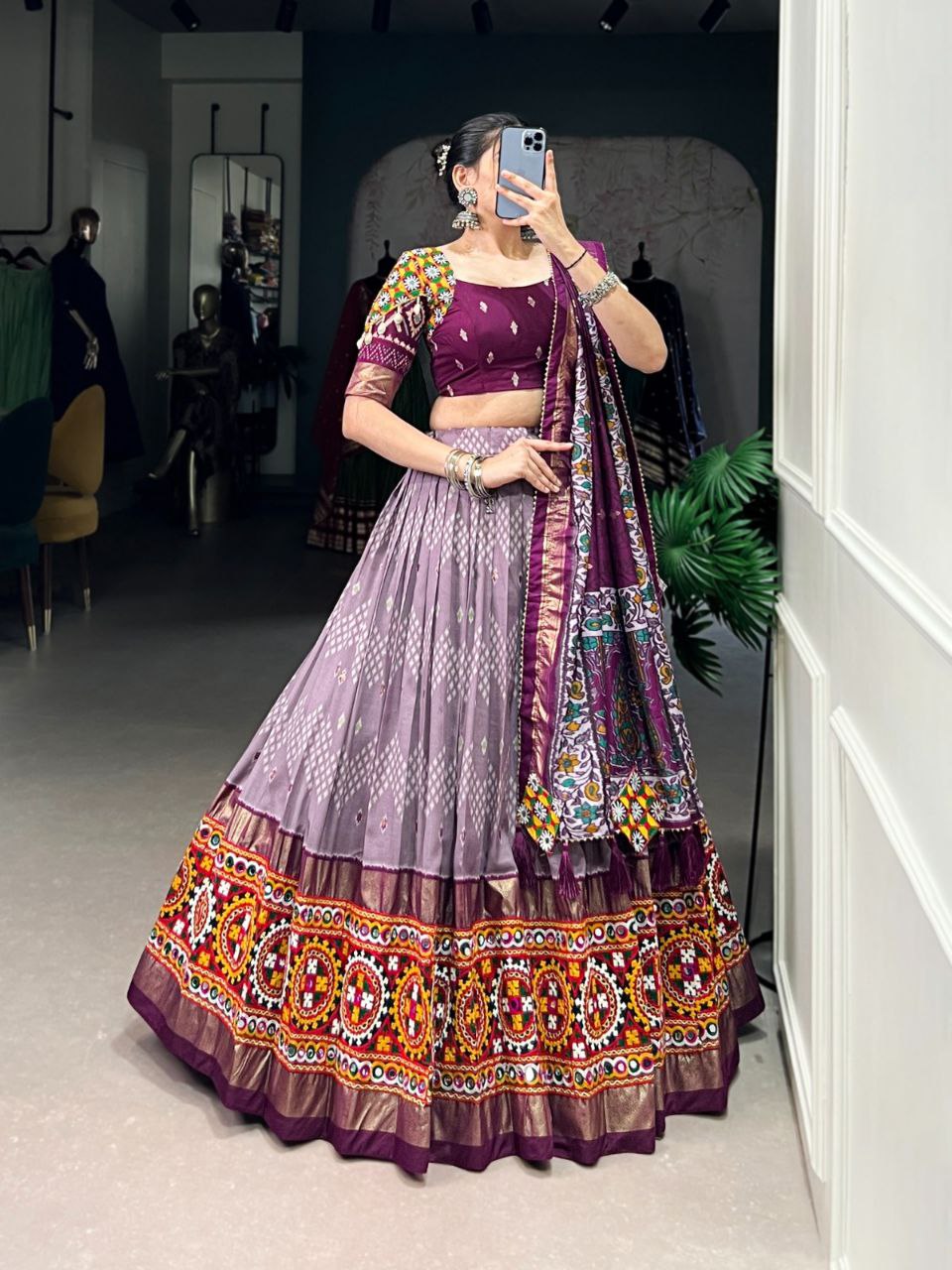 Festive Season Special Tasar Silk Navratri Lehenga Choli Set