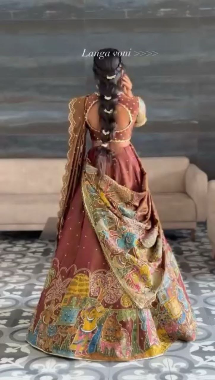Tissue Jari Kalamkari Print Lehenga Choli with Embroidery Work & Dupatta